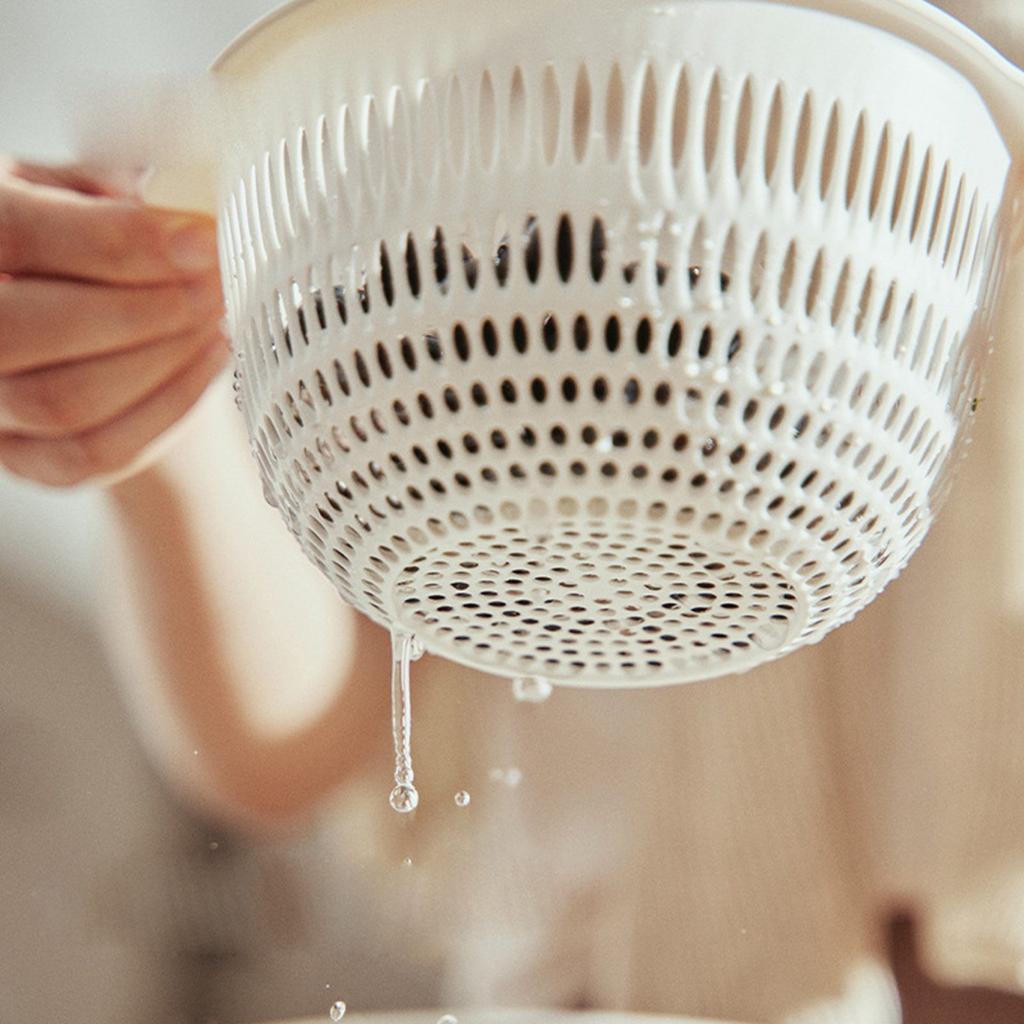 Doppelschichtiges Gemüsewaschbecken, Kunststoffsieb, Gemüsekorb für Küche und Wohnzimmer