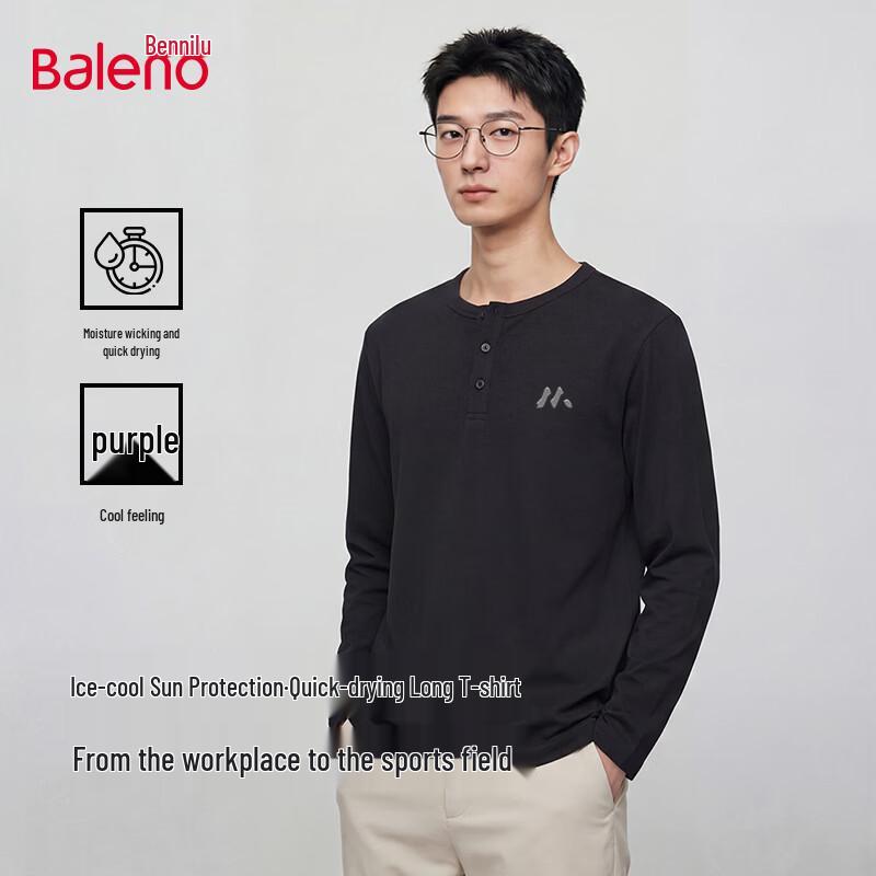 Baleno Men's Henley Neck Long Sleeve Performance T-Shirt