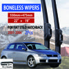 For FIAT Stilo Hatchback  2001-2006 Car Windshield Wiper U-type Soft Rubber Frameless Bracketless Car Wipers 22"+19"
