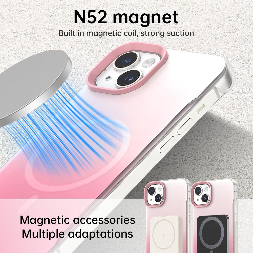For iPhone 14/13 Magnetic Case Gradient Design Borderless IMD TPU+PC+PET Phone Cover