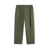 Li-Ning Comfortable Casual Simple Loose Solid Color Mid Waist Drawstring Sports Long Pants Men Bottoms Military-Green AYKV107-5