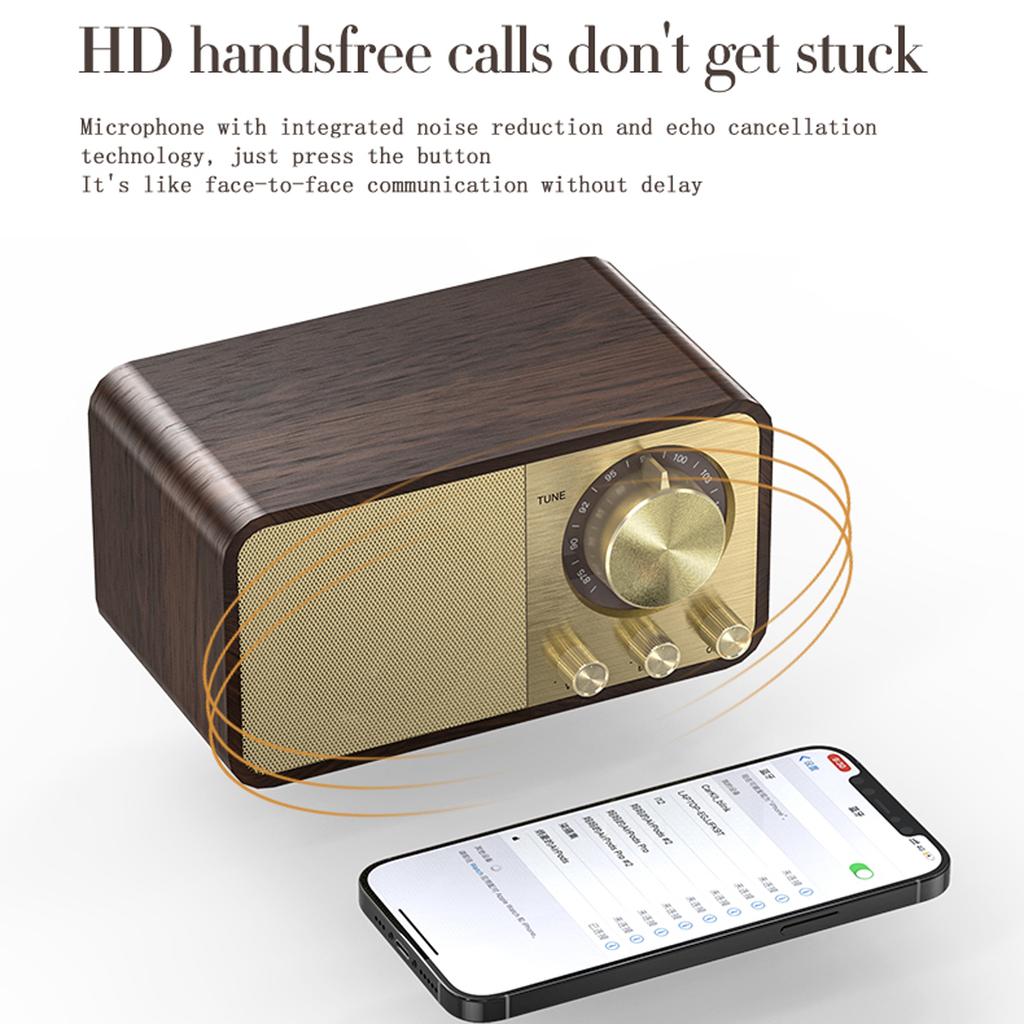 2022 New Outdoor Portable Speaker Desktop Retro Wireless Bluetooth Speaker FM Radio Hi-Fi Stereo Subwoofer Support TF Card, AUX