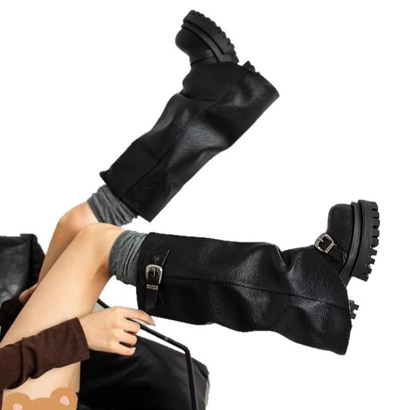 Wilderness women's high-end~ Maillard platform pants boots women's new retro high-end stacking boots but knee boots