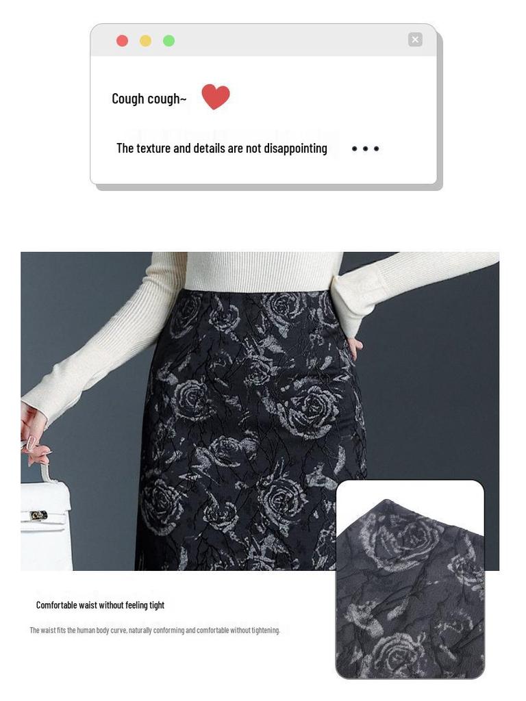 Jacquard A-Line Mid-Length Skirt: Women's 2026 Chinese Style Spring/Summer Fashion.
