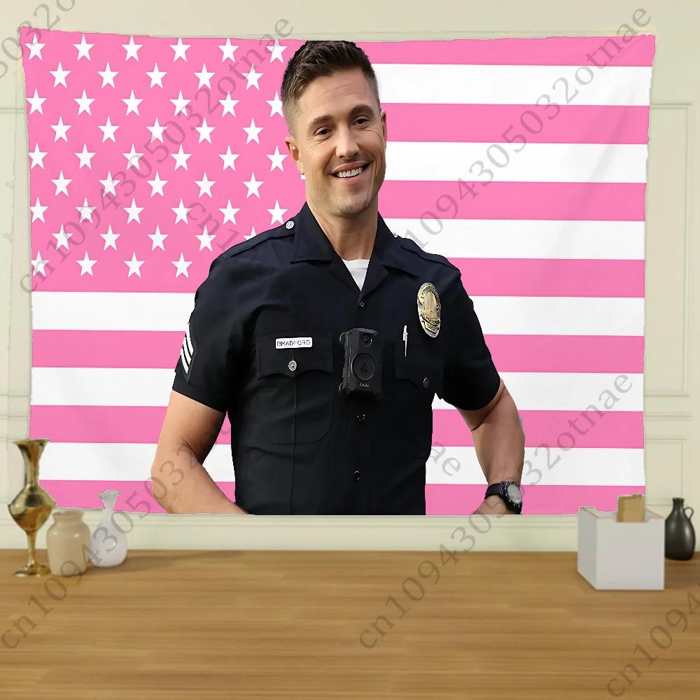 Polizisten-Tribut-Wandteppich Patriotisches Amerikanisches Flaggen-Design Perfekt für Wohnzimmerdekoration Moderner Stil Verschönern Sie Ihren Raum