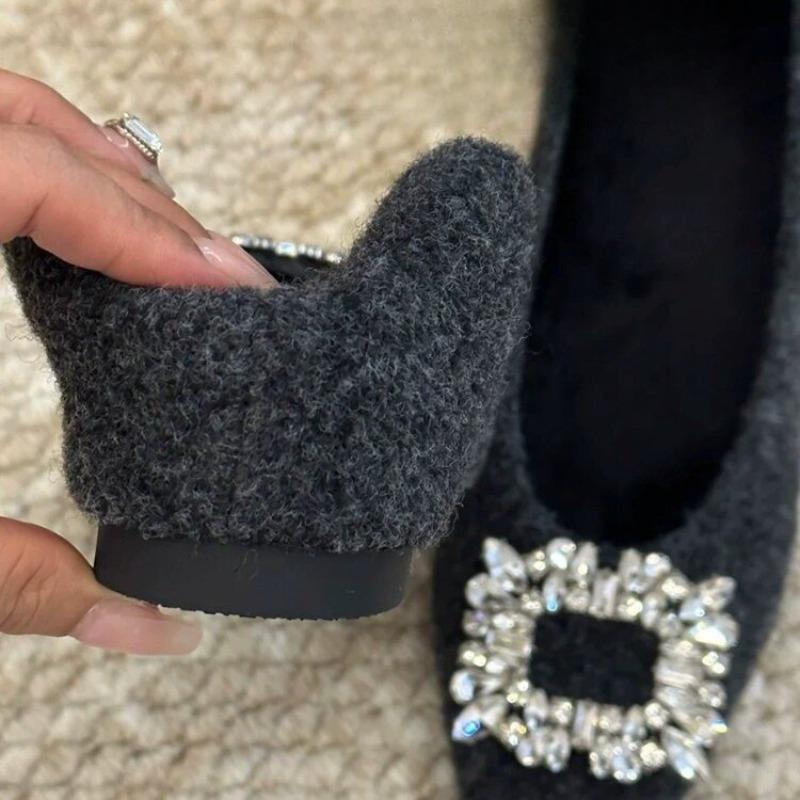 New Style Platform Square-toe Women's Shoes with Light Water Droplet Rhinestones