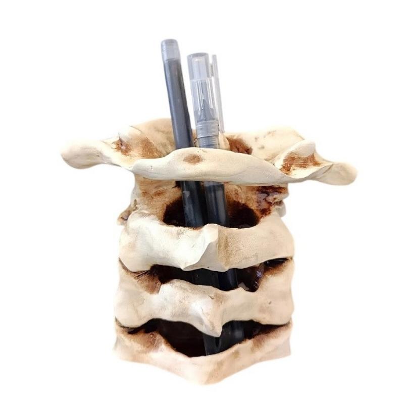 Skull Bones Pen Pencil Holder Makeup Brush Holder Vanty Desk Office Organzer Goth Decorations Gothic Skulls & Bones Organizer