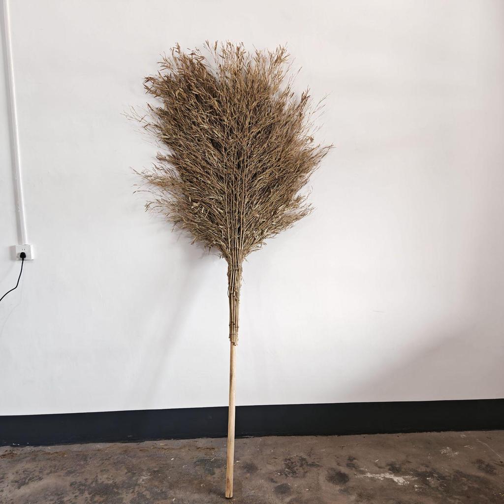 Traditional Large Bamboo & Wood Handle Broom for Outdoor Sweeping and Road Cleaning