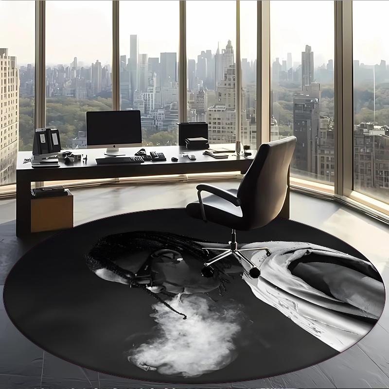Travis Scott (5) Tappeto Rotondo per Ufficio Tappeto Decorativo per Pavimento per Ufficio Camera da Letto Soggiorno e Spazio Domestico