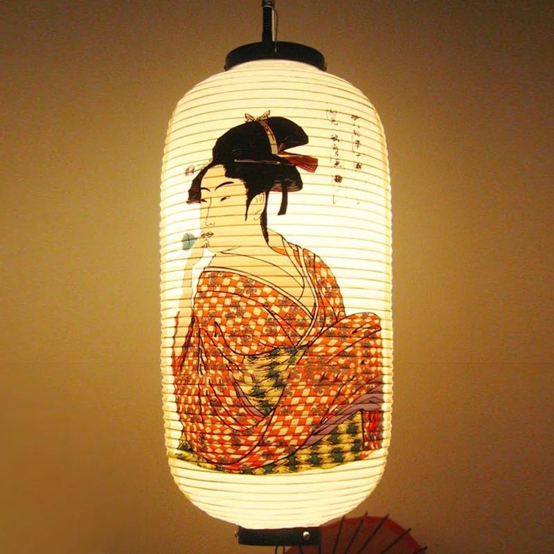 25x50cm Japanese Pvc Waterproof Lantern Geisha Hanging Korean Ramen Sashimi Cuisine Shop Restaurant Pub Decor Outdoor Lanterns
