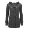 Giacca Lunga Slim Elegante Casual da Donna Invernale Calda con Cappuccio in Pile Cappotto Autunnale Capo d'Abbigliamento Tasche con Bottoni a Corno