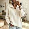Women S Zip Pullover Knit Sweater Loose Casual Long Sleeve Ladies Top