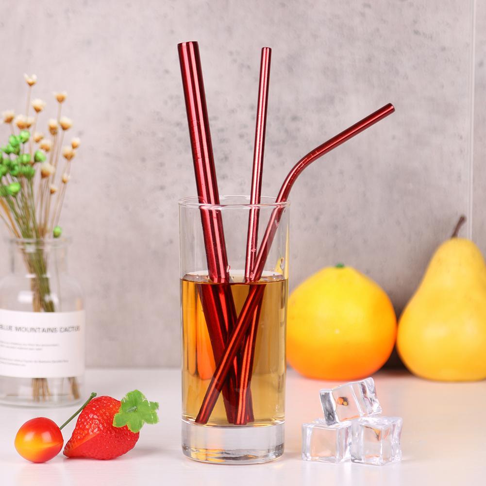 Stainless Steel Metal Reusable Drinking Straws Health Environmental Protection Non-burn Cleaning Brush Kit Kitchen Dining To