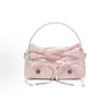 Mini Justerbar Aftagelig Skulderrem Sløjfedetalje Skulder Crossbody Håndtaske Dame Håndtasker Lyse-Pink A10431-A5A