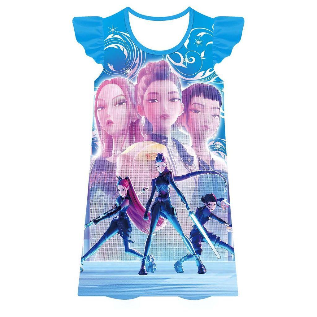 

Kids Girls K-POP Rumi Zoey Mira Print Ruffle Sleeveless Casual Dress 160cm