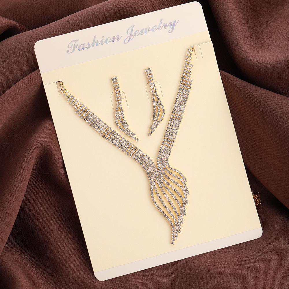 Geometric Tassel Necklace & Earring Set – High-End European & American Fashion Clavicle Chain золотой