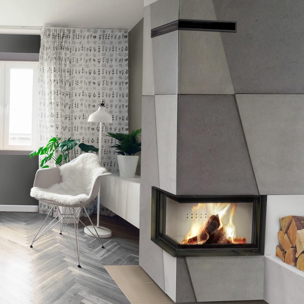 Steel fireplace KRATKI MBO left 15 kW Ø 200 Lift-up