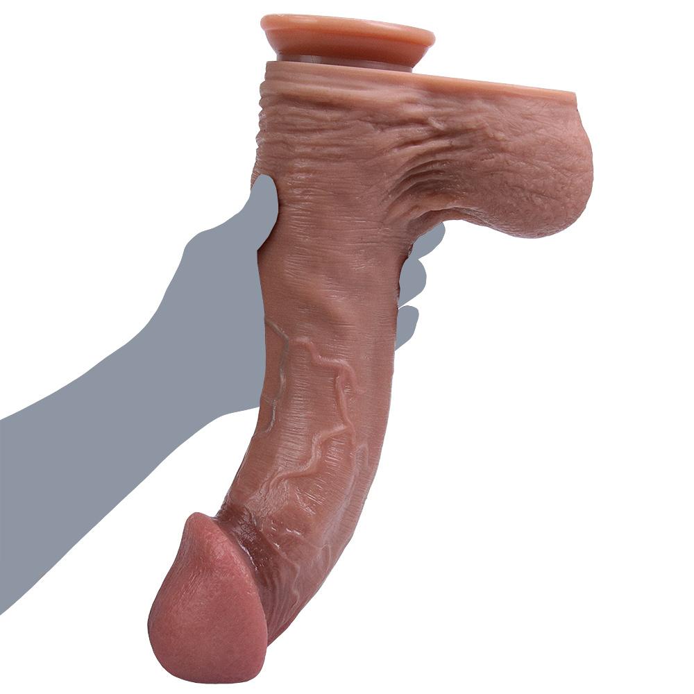 35cm Oversized Realistic Dildo, Huge Mushroom Head Soft Silicone Penis, 4 Colors Available, Wearable Harness Compatible, Lifelike Adult Toy
