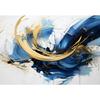 Modern Blue and Gold Abstract Posters Swirling Lines Prints Canvas Oil Painting Wall Art Pictures Home Living Room Decoration
