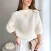 Maglione Pullover Lavorato a Maglia Casual da Donna per il Pendolarismo Manica a Sbuff Larga Girocollo