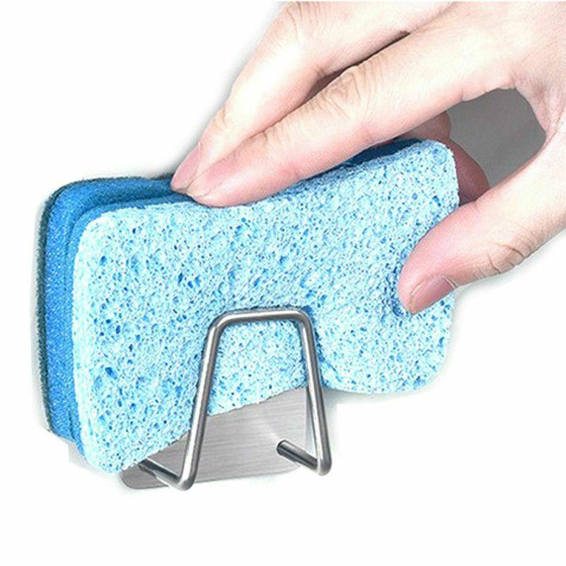 Stainless Steel Sponges Racks Self Adhesive Kitchen Sink Sponges Drain Drying Rack Storage Holder Accessories Storage Holders