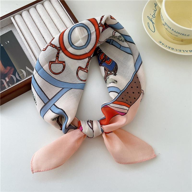 Cotton Linen Print Square Scarves Neckerchief Kerchief Headscarf Women Decorative Scarf Bandanas Headband 65cm Neck Wraps Shawls