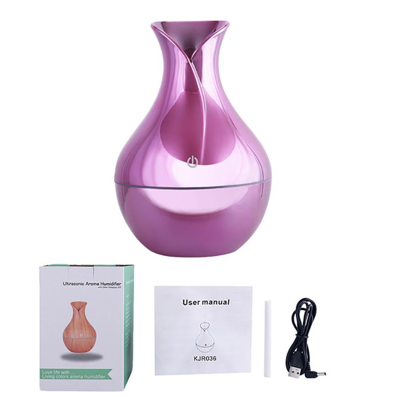 USB Aroma Oil Difuzér Dřevo Elektrický Zvlhčovač 130ml Ultrazvukový Zvlhčovač vzduchu Mini Aromaterapie LED Light Mist Maker for Home