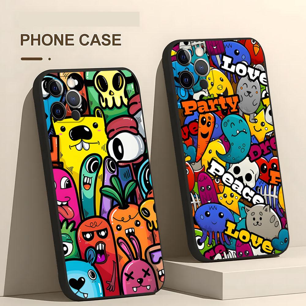 Monster Party Phone Case For Iphone 15 16 12 14 Se 2020 The Waves 2022 Pro Max 11 13 Xr X Xs Plus Funda Shell Cover