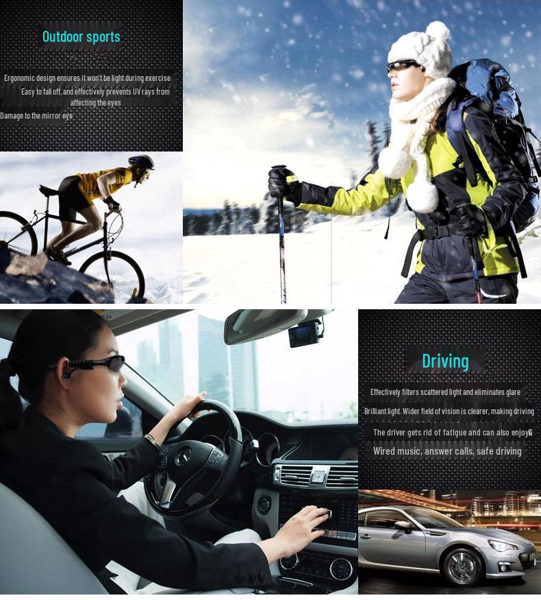 Bluetooth 5.4 Smart Music Sunglasses - Upgraded Stereo Audio for Music and Calls.