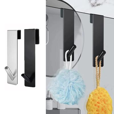 Hanging Glass Door With Stainless Steel Back Hanging Detachable Hanger, Bathroom Non Perforated Metal Clothes Hook