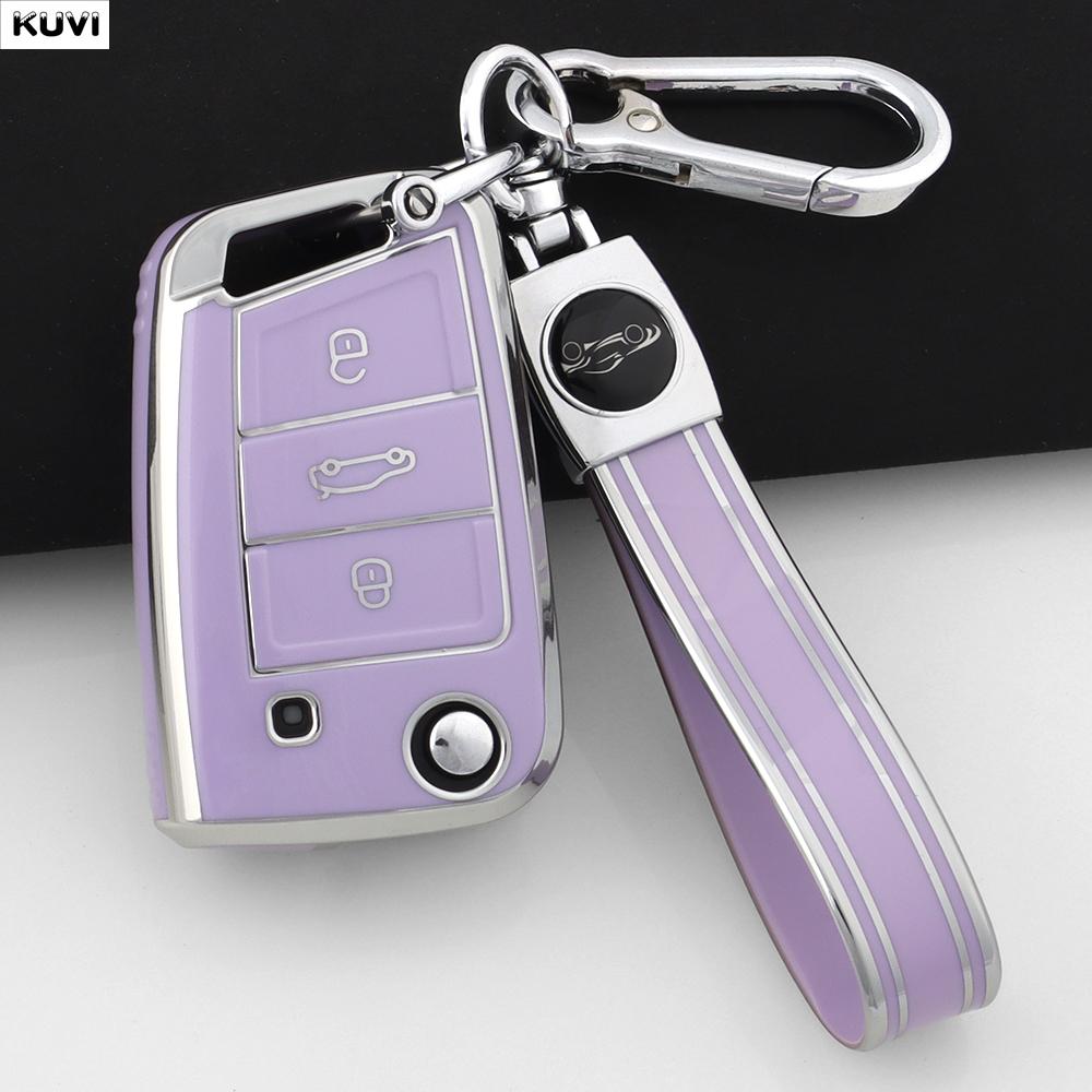 Soft TPU Car Key Case Cover For 3 4 Buttons VW Volkswagen Golf 7 MK7 Tiguan MK2 For SEAT Ateca Leon FR 2 Ibiza For Skoda Octavia