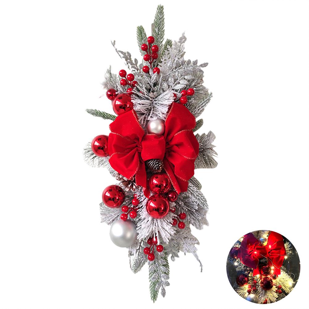 Christmas Wreath Pendants without/with Light Atmosphere Decorative Stair Garland Home Door Window Ornaments Party Supplies Gift