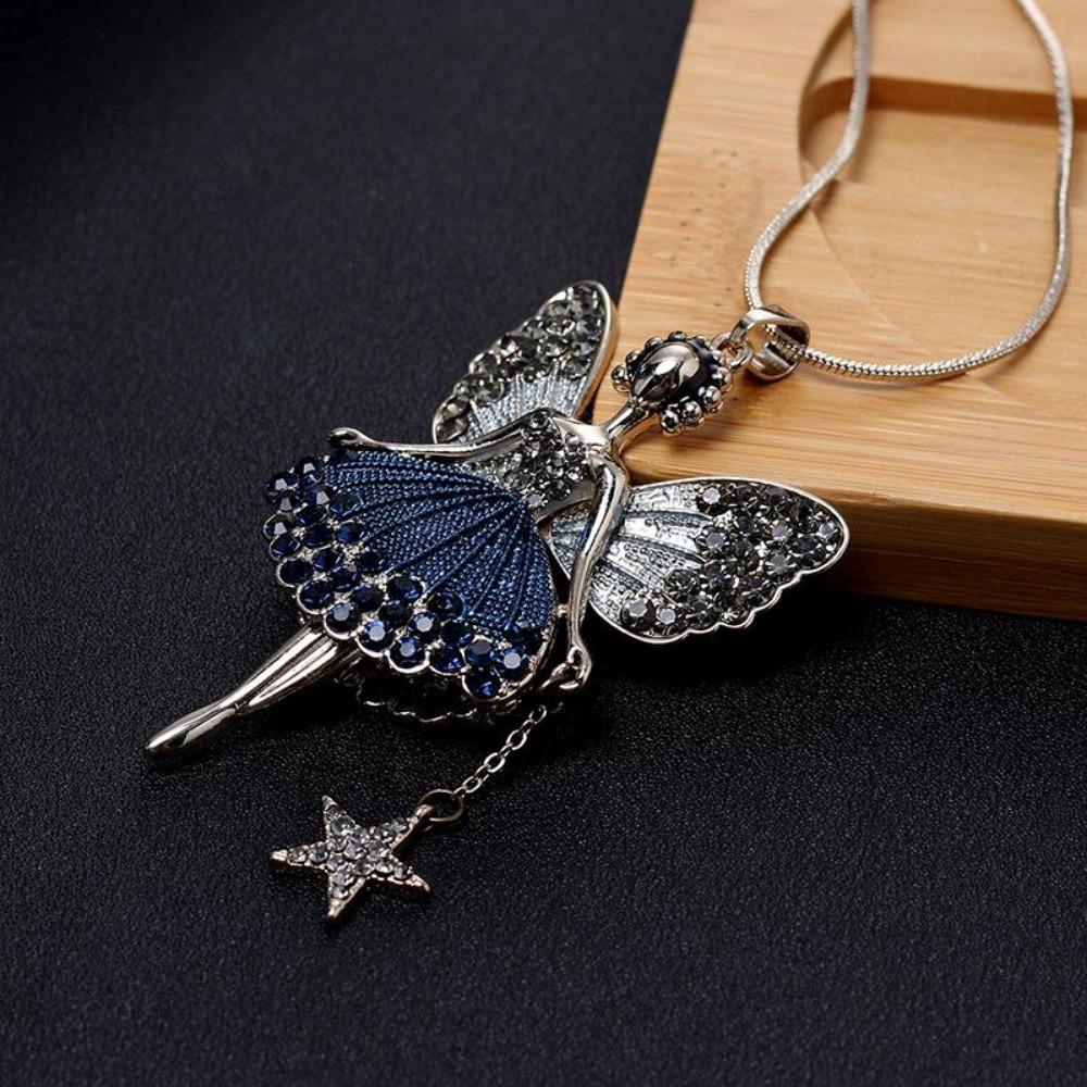 1PC Fashion Cartoon Girl Wing Style Pendant Shiny Necklace