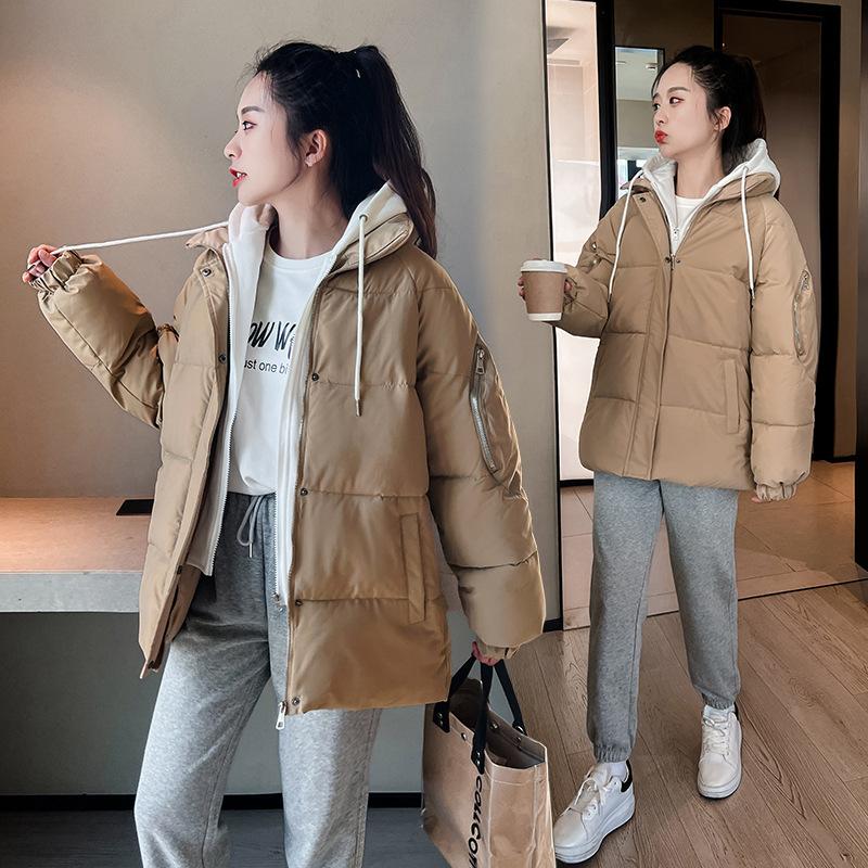 Padded clothes women's new fashion fake two-piece coat hooded bread clothes women's down padded jacket padded clothes tide