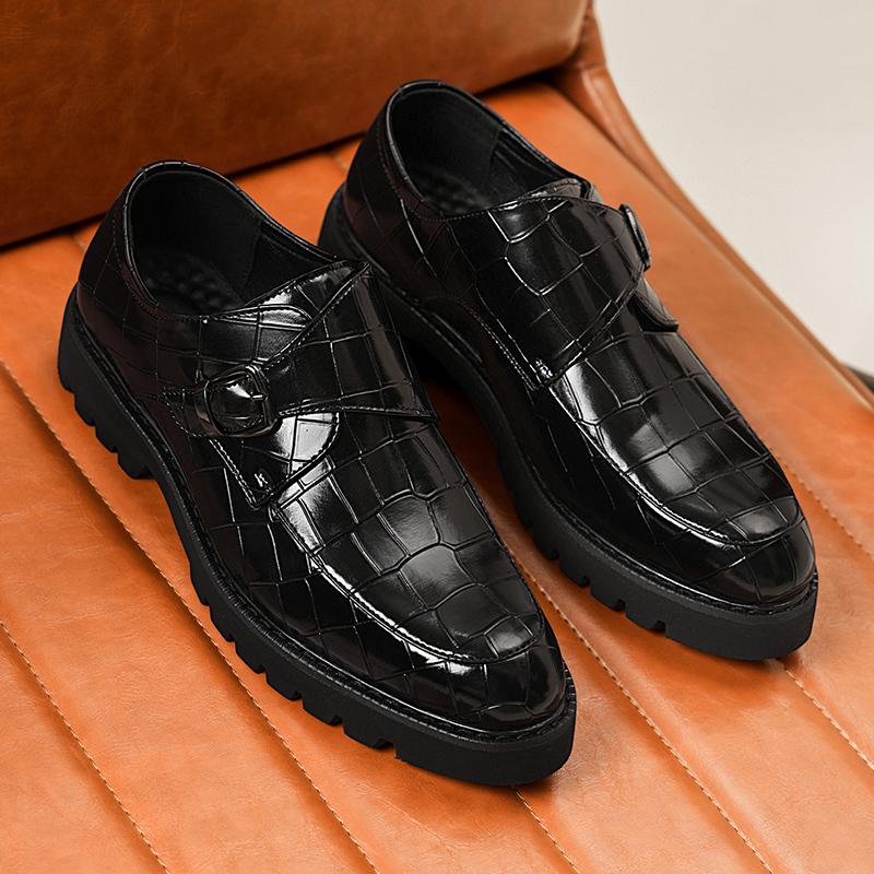 Fashion Men Outdoor Non-slip Walk Daily Commute Casual Shoe Hand-stitched Leather Business Shoes Men Thick Soled Slip-On Driving Loafers