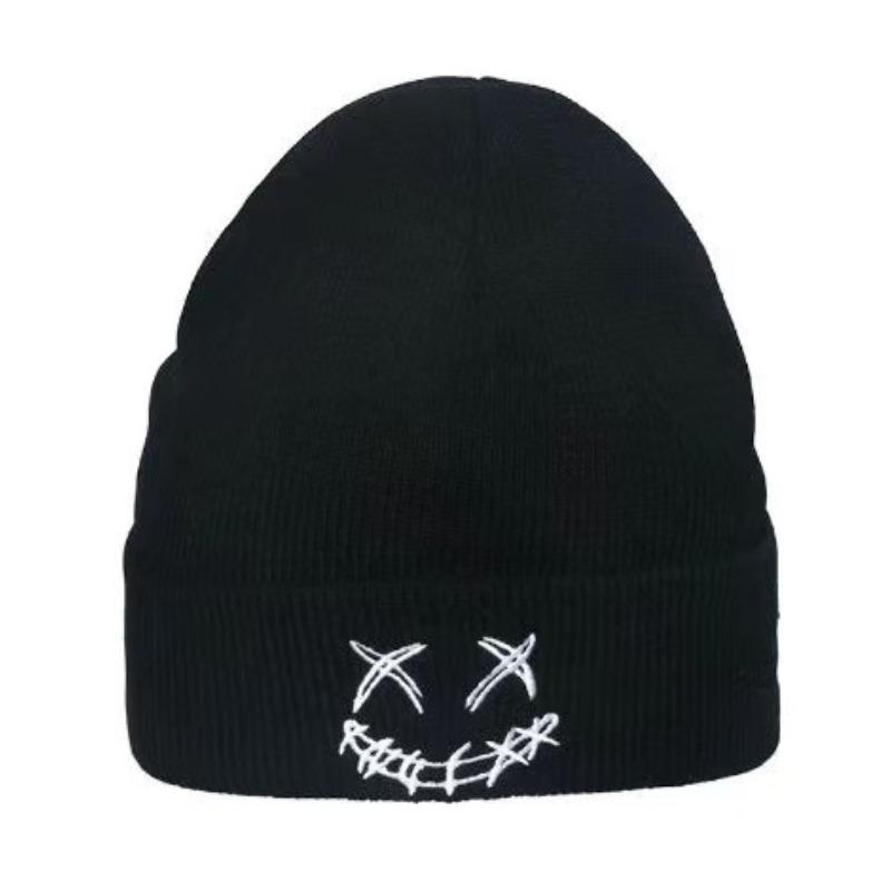 Buchstabenstickerei Strickmütze Herbst und Winter Mode Koreanischer Trend Vielseitige Wollmütze Pullovermütze für Damen und Herren Outdoor Thermomütze