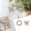 Christmas Tree Ornaments, Glitter Hollow Snowflake Heart and Butterfly Hanging Decorations, 2-Piece Holiday Set with Wreath and Butterfly