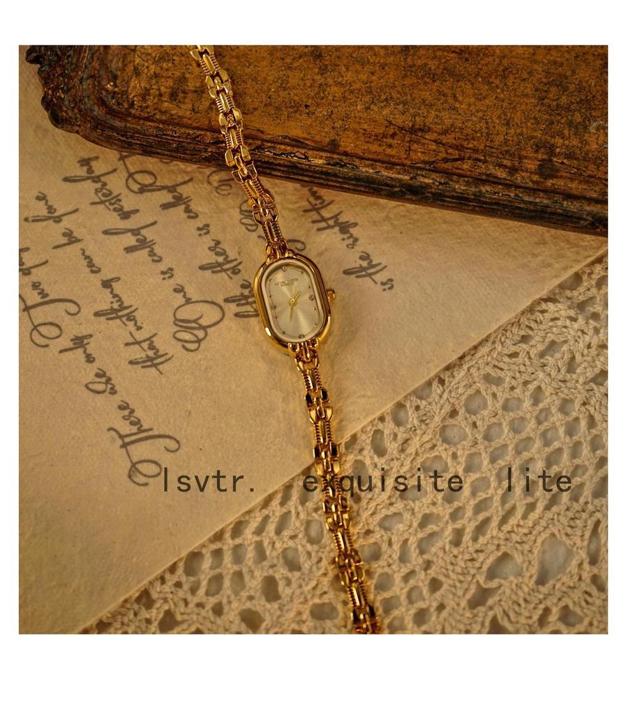 LSVTR Vintage Leichter Luxus Gold Armbanduhr für Damen