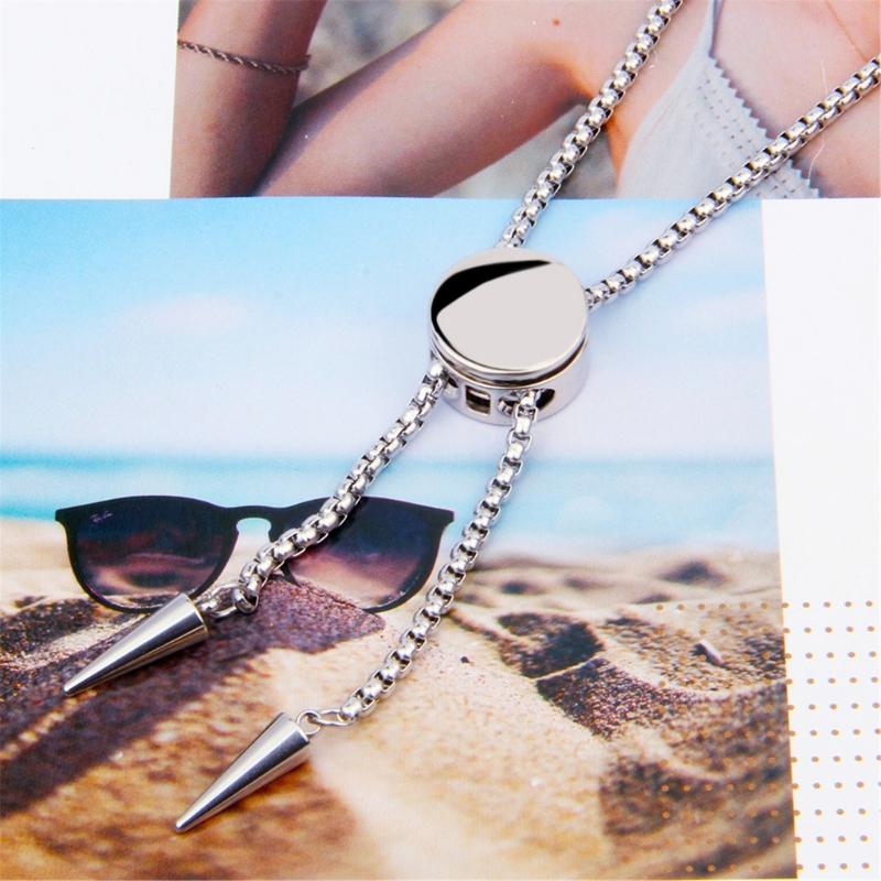 Classical Bolo Style Stainless Steel Sliding Pendant Necklace Ergonomic Design Jewelry for Comfortable Long Term Use