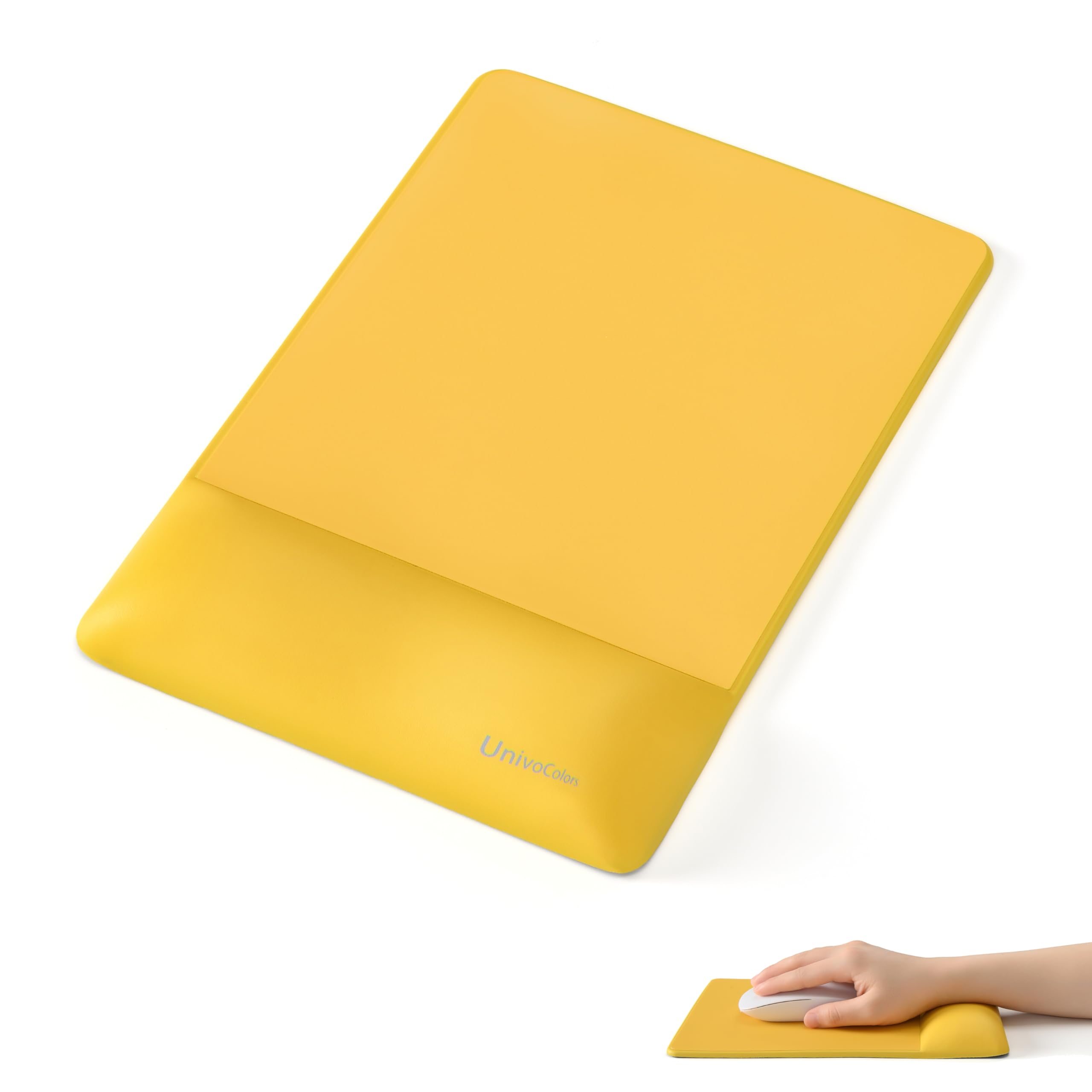 

UnivoColors Mouse Pad with Integrated Wrist Premium PU Ergonomic Supports Reduces Memory Foam Relieves Wrist and Has a Bottom Rest, Material, Design,