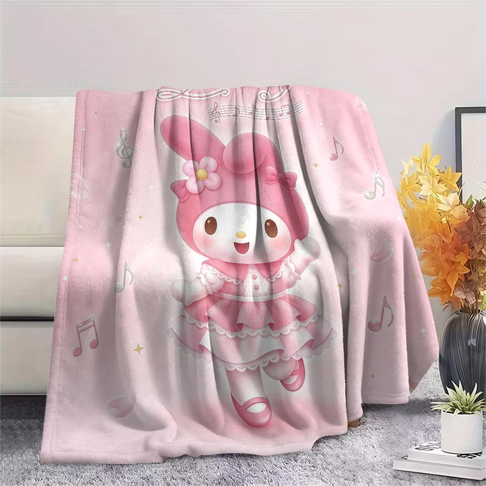 1PC My Melody Pink Print Flannel Blanket, High quality All Seasons, Home Decor, Warmth and Comfort, Perfect for Christmas Gifts