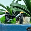 Miniatures Cool Kung Fu Swordsman Figure Black White Mini Ornaments Sand Table Layout Plant Decoration