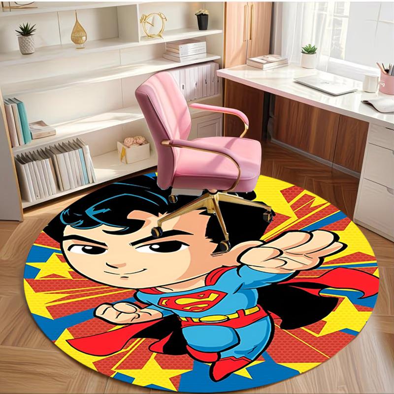 Superman Print Round Rug, Washable Floor Carpet, For Entryway Dorm Laundry Room Office Study, Home Decor Birthday Christmas Gift