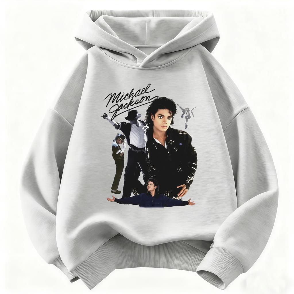 Felpa con Cappuccio Stampa Michael Jackson per Bambini 2026 – Calda Felpa con Grafica Icona Pop Stile Retro Autunno/Inverno per Bambini e Bambine