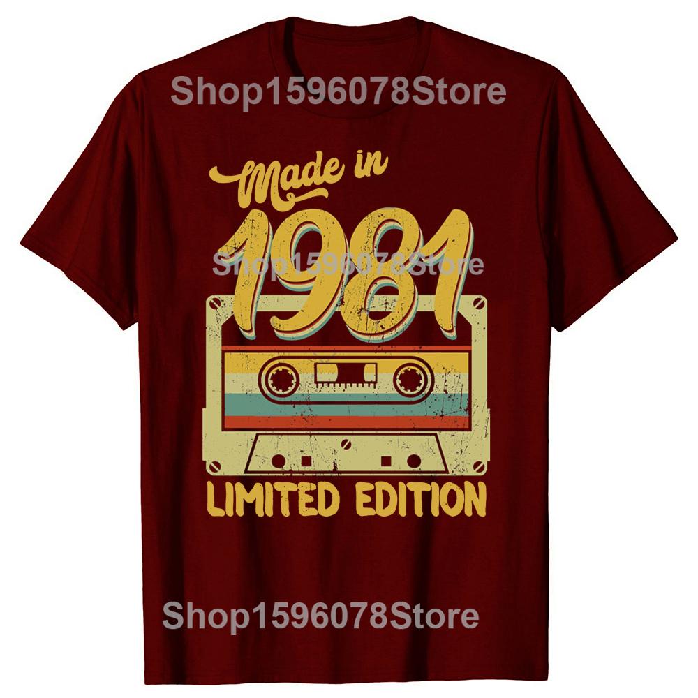 Funny Made In 1981 Limited Edition Birthday Gift Graphic Tshirts Men Fashion Casual Tshirt 100 Cotton Loose Oversized T Shirt