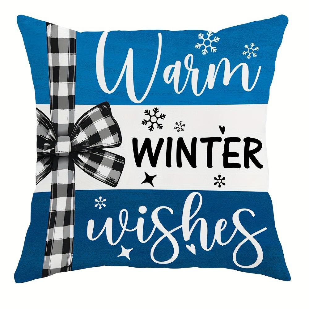 Christmas Day Party Decoration Pillowcase Snowman Blue Pattern Suitable for Home Room Sofa Cushion Cover New Year Gift