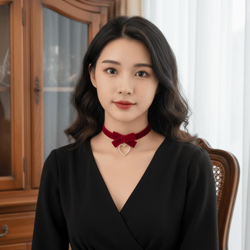 Rhinestone Bow Choker Zinc Zinc Alloy Velvet Collar Necklaces Exquisite Bowknot Earrings  New Year