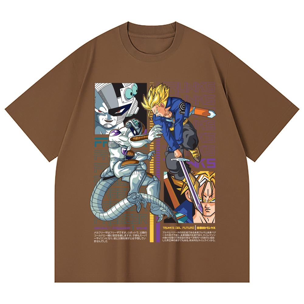 230 Gsm 100% Cotton Dragon Ball V50 Trunks Freeza Print Unisex Heavy Cotton T Shirt