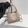 Fashion Soft Leather Handbag with Textured Surface Detachable Strap Gold Hardware Crossbody Bag Versatile Bucket Shoulder Purse