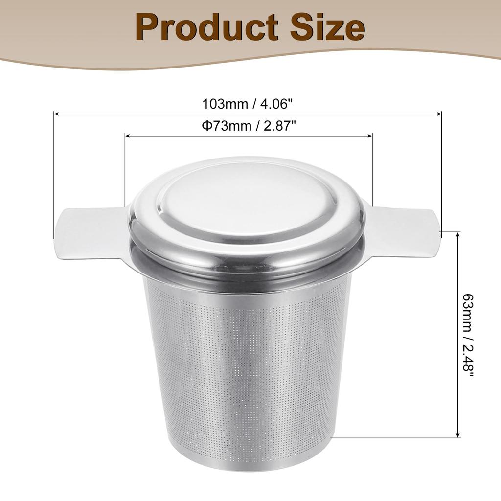uxcell 1-Piece Tea Infuser Filter, Fine Mesh, Loose Tea Steeper, Stainless Steel Tea Strainer with Handle for Loose Leaf Tea, Silver